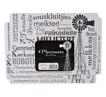 Bulk Pack x3 Plastic Place Mat 4 Pack - Afrikaans (43x29cm)