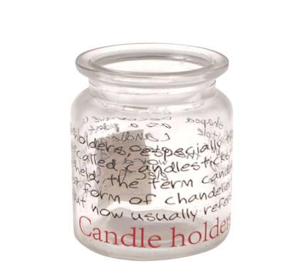 Bulk Pack x12 Glass Candle Holder with Words - 8x9cm