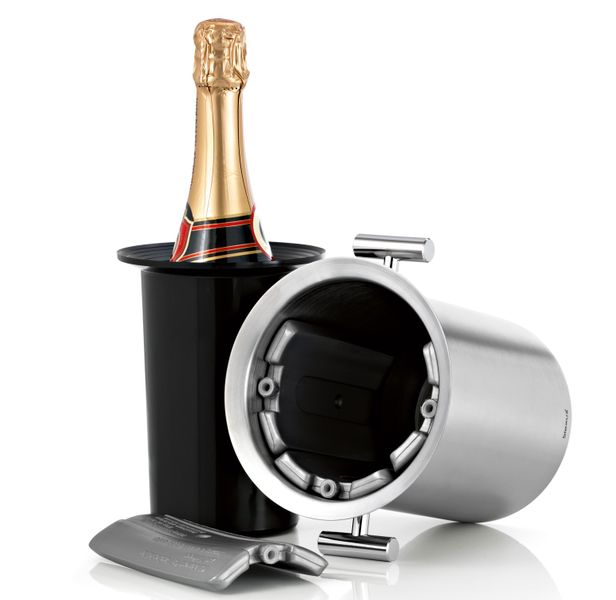 Blomus Lounge Stainless Steel Matt Bottle Cooler with 4 Cartridges &amp; Handles