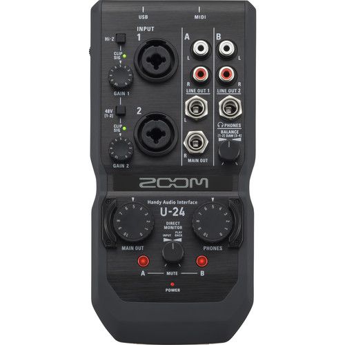 Zoom U24 Portable Audio Interface Recorder - Black