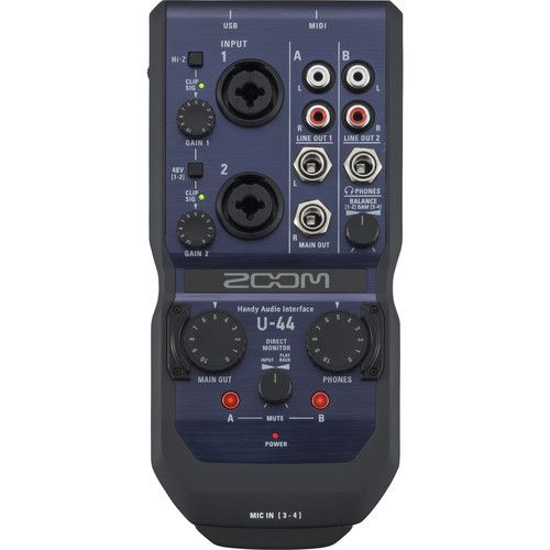 Zoom U44 Handy 4-In/4-Out Audio Interface Recorder - Blue