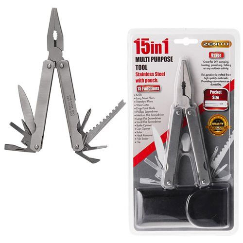 Bulk Pack of 3x Stainless Steel 15-In-1 Pocket Tools with Pouch