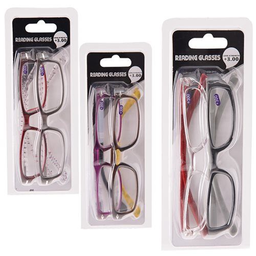Bulk Pack of 3x Twin Pack Reading Glasses (+3.00 )