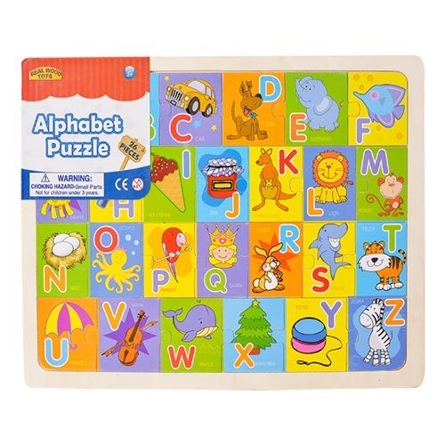 Bulk Pack of 3x Wooden Alphabet Jigsaw Puzzle (26 Piece)