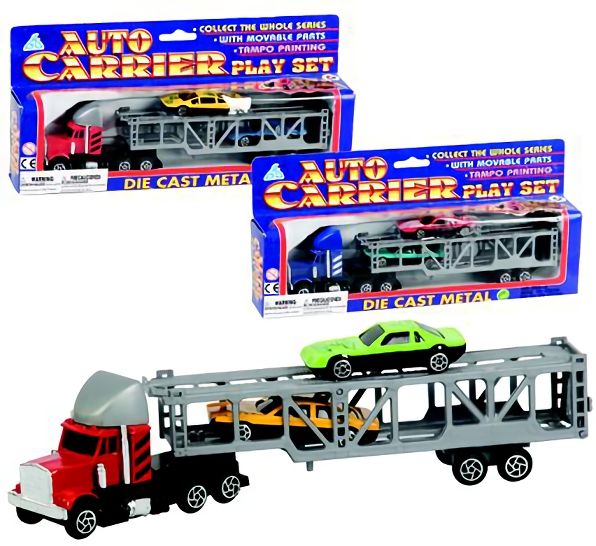Bulk Pack of 3x Die Cast Auto Carrier &amp; 2 Cars Toy Set