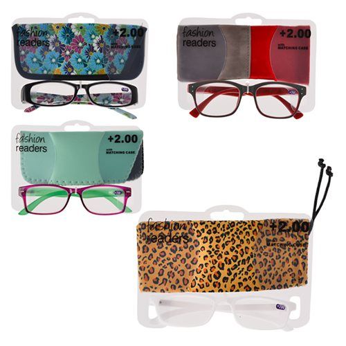 Bulk Pack of 4x Reading Glasses with Pouch - 2.00