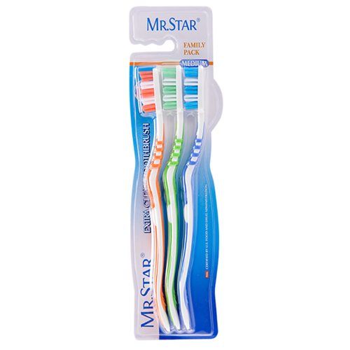 Bulk Pack of 10x Adult Tooth Brushes - Assorted Colours (3 Piece)