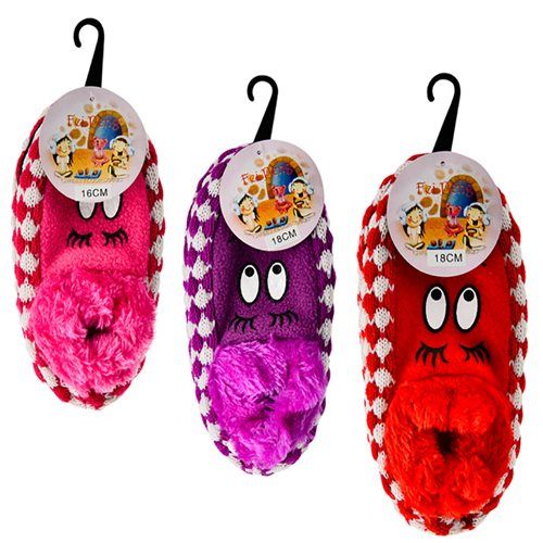 Bulk Pack of 3x Kids Indoor Slipper Socks with Face (Size 6 - 12)