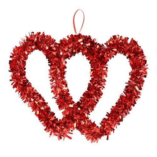Bulk Pack of 5x Occasion Love Tinsel Heart Ornaments