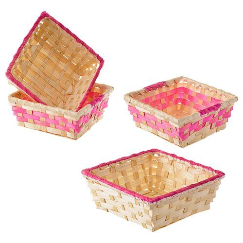 Bulk Pack of 12x Squared Bamboo Baskets