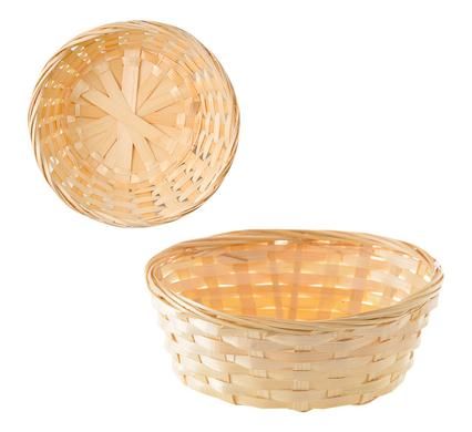 Bulk Pack of 8x Round Bamboo Baskets