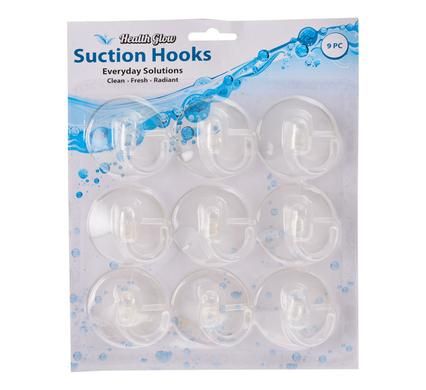 Bulk Pack of 8x Plastic Suction Hooks (9 Piece)