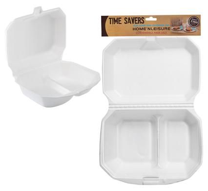 Bulk Pack of 12x Picnic 2 Division Styrofoam Boxes (6 Pack)
