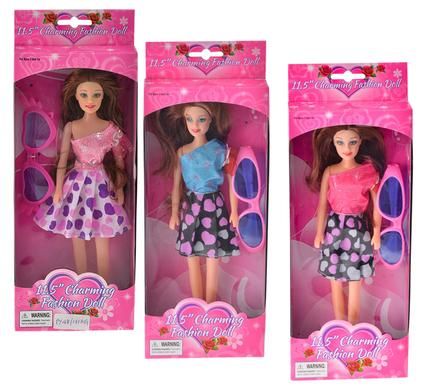 Bulk Pack of 3x Medium Dolls with Sunglasses - Assorted
