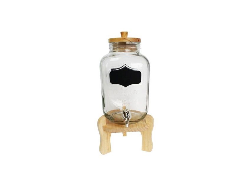 Beverage Dispenser with Wooden Stand - 5L