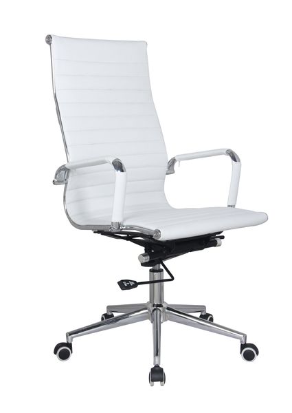 Ribbed High Back Office Chair - White