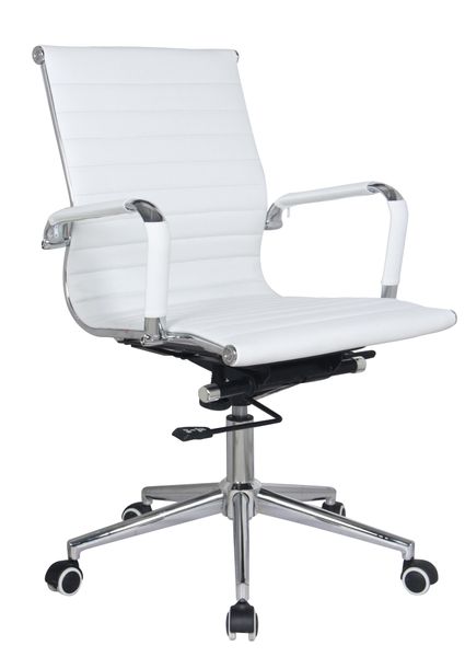 Ribbed Medium Back Office Chair - White