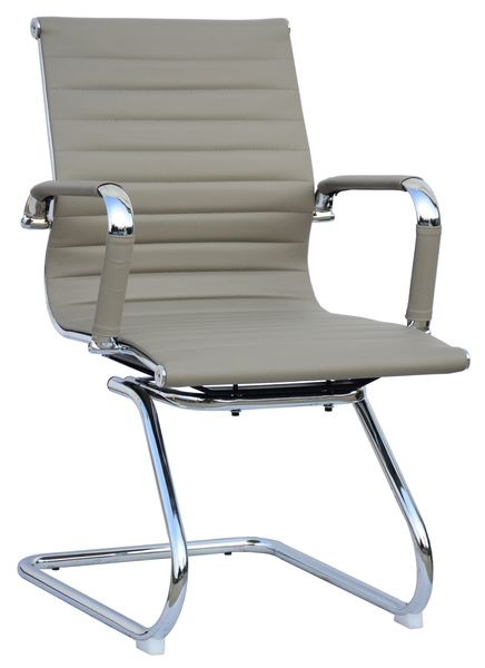 Ribbed Visitors Office Chairs - Set of 2 - Grey