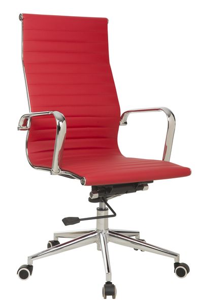 Ribbed High Back Office Chair - Red
