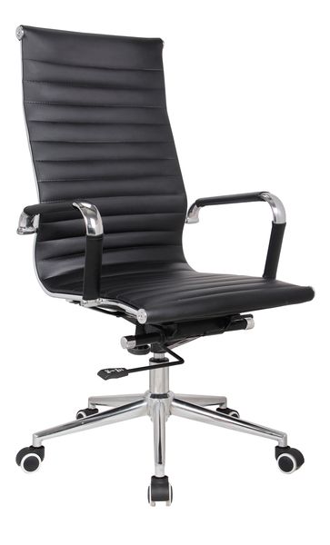 Ribbed High Back Office Chair - Black