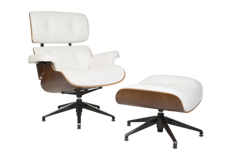 Diamond Lounger &amp; Footstool - White