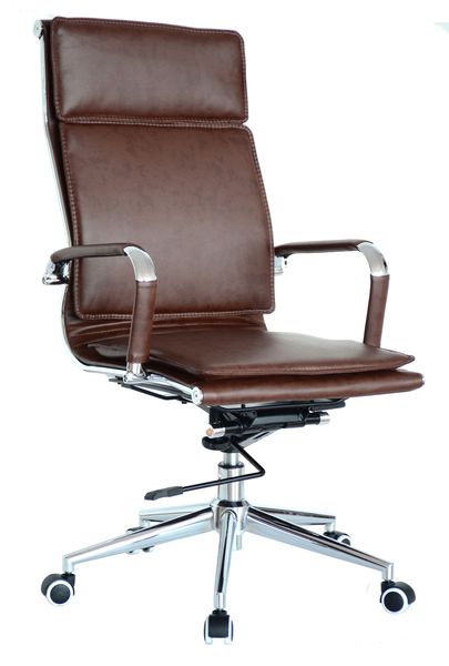 Square Pad High Back Office Chair-Brown