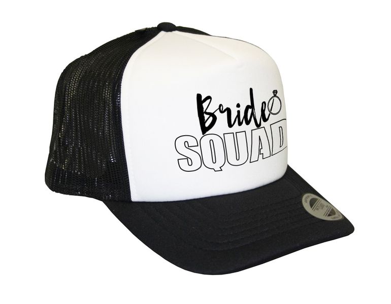 Oohlala Bride Squad Trucker Cap With Black Print image
