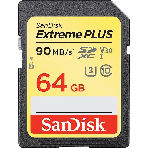 SanDisk 64GB 90 MB/s Extreme Plus SD Card UHS-I SDXC C10