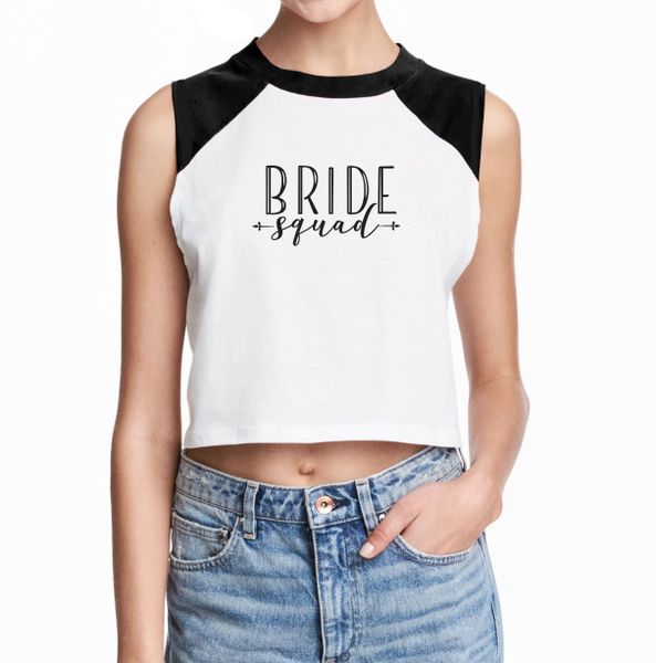 Oohlala Bride Squad Crop Tank - White &amp; Black