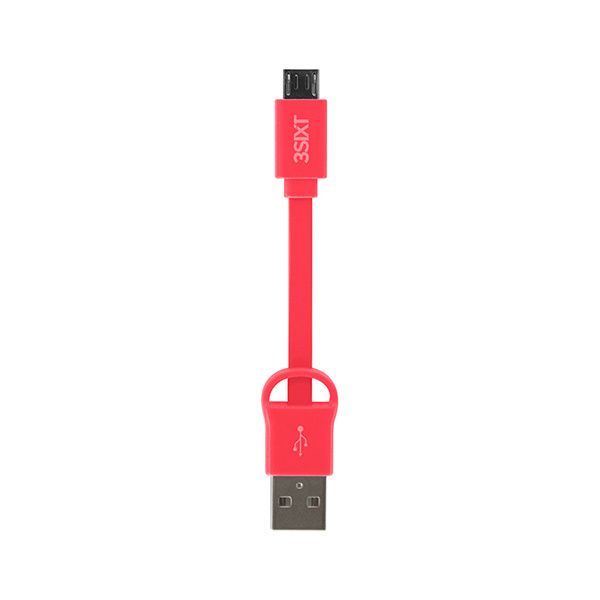 3Sixt Micro USB Sync &amp; Charge Cable with Clip - Pink