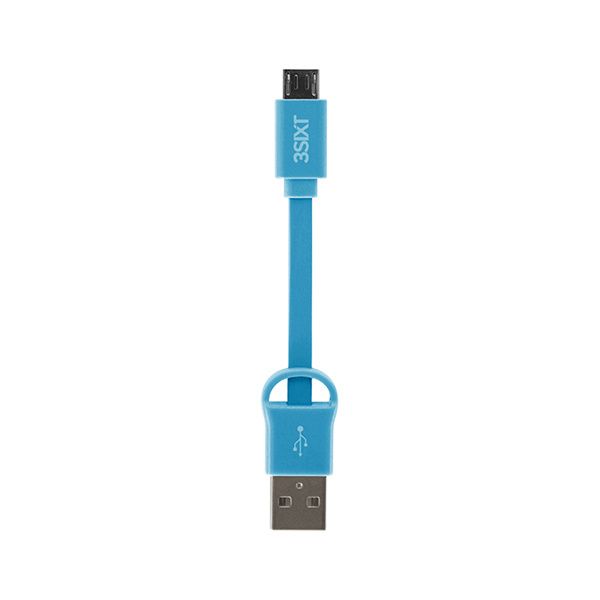 3Sixt Micro USB Sync &amp; Charge Cable with Clip - Blue