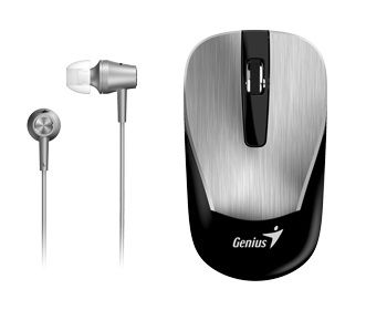 Genius Mh-8015 Mouse &amp; Headset Bundle - Silver