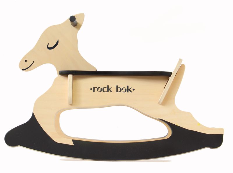 BooToo Rock Bok Wooden Springbok Rocking Horse - Birchwood &amp; Black