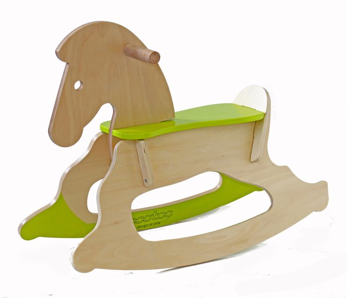 BooToo 2in1 Wooden Springbok Rocking Horse - Natural Birch &amp; Lime