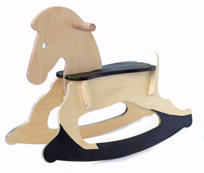 BooToo Rocking Horse - Natural Birch &amp; Black