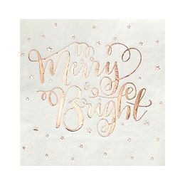 Ginger Ray Metallic Star - Paper Napkin - Foiled - Rose Gold - Merry and Bright