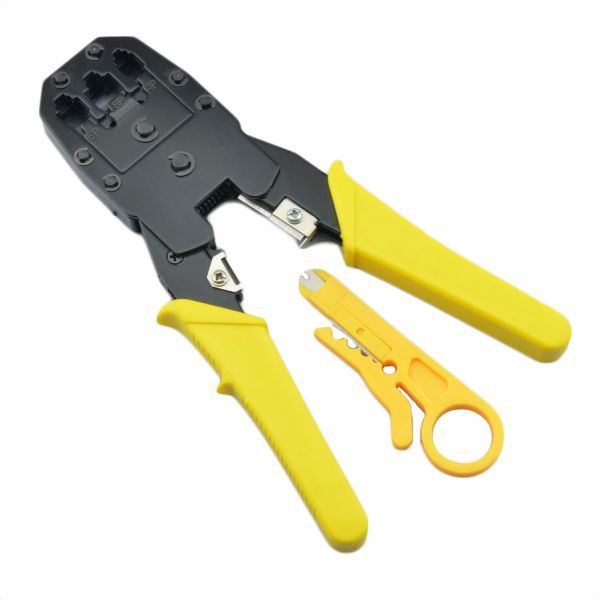 Male Bear Crimping Tool &amp; Wire Stripper for Networking