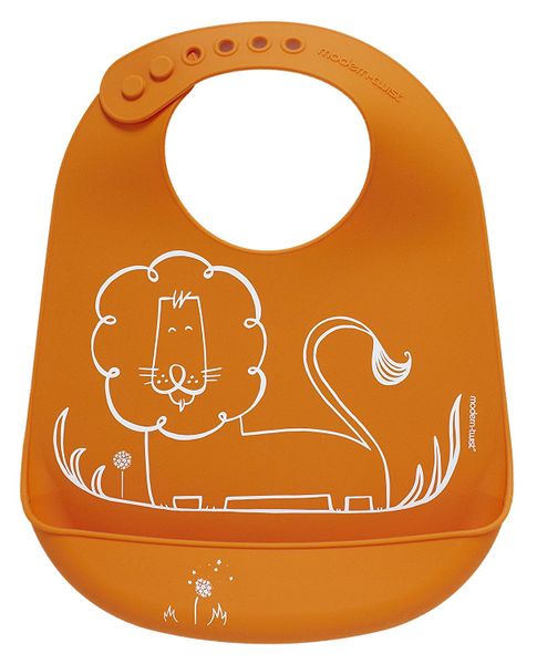 Modern Twist Baby Silicone Bucket Bib - Orange Dandy Lion