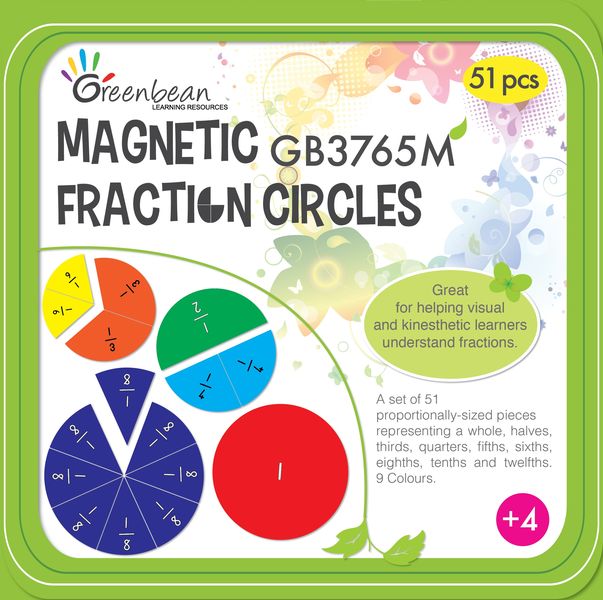 Greenbean Learning Resources Fraction Circles Magnetic Single Sided