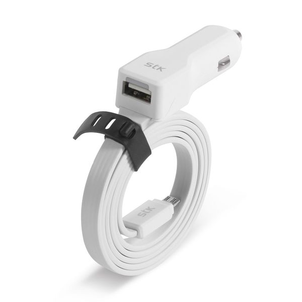 STK Micro USB Car Charger - White