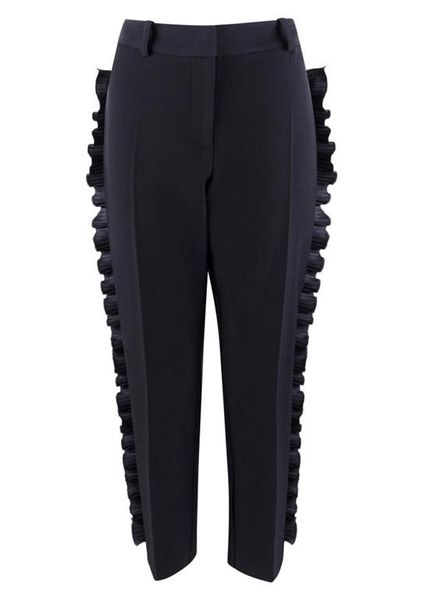 Closet London Ladies Slim Trouser With Frill - Navy