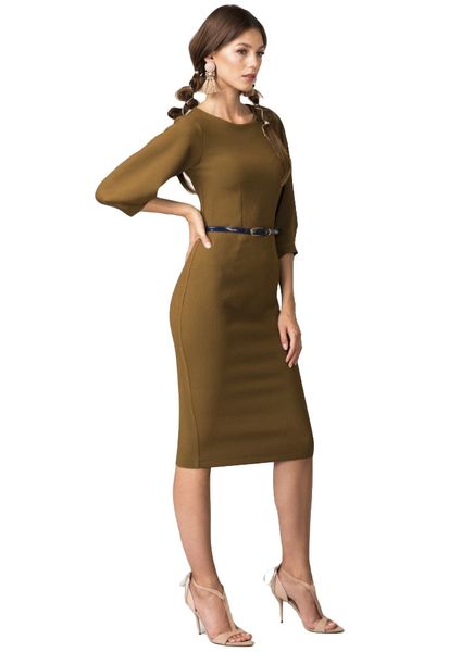 Closet London Ladies V-Back Tie Waist Lined Dress - Olive