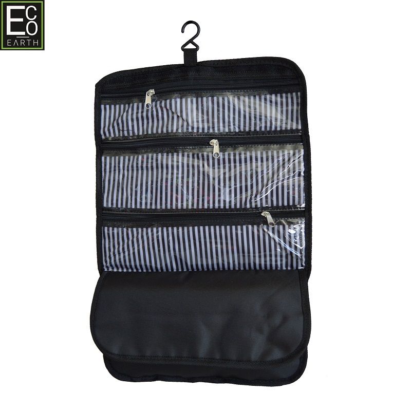 Hanging Toiletry Bag - Foldable - 3 Compartments & Hook - Water ...