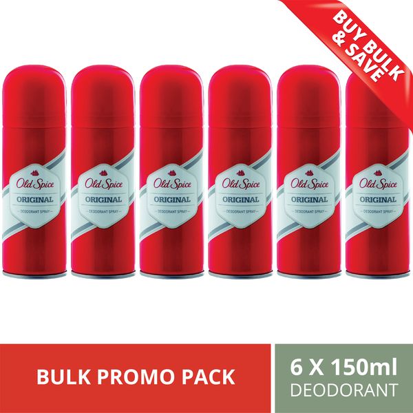 Old Spice Deodorant Spray Original - 6 x 150ml Bulk Pack