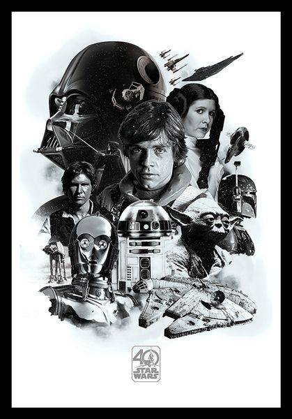Star Wars - 40th Anniversary Poster with Black Frame