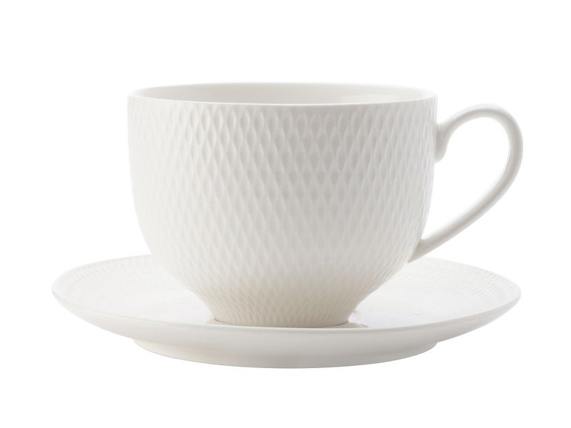 Maxwell &amp; Williams - White Basics Diamonds Tea Cup &amp; Saucer