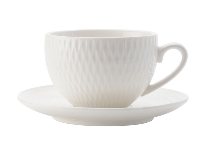 Maxwell &amp; Williams - 90ml White Basics Diamonds Demi Cup &amp; Saucer