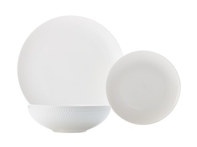 Maxwell &amp; Williams - White Basics Diamonds Dinner Set - Set of 12