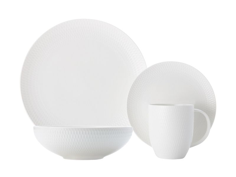 Maxwell &amp; Williams - White Basics Diamonds Dinner Set - Set of 16