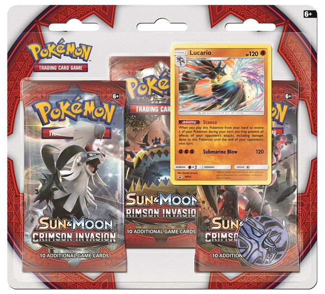 Pokemon Sun &amp; Moon-Crimson Invasion Three-Booster Blister